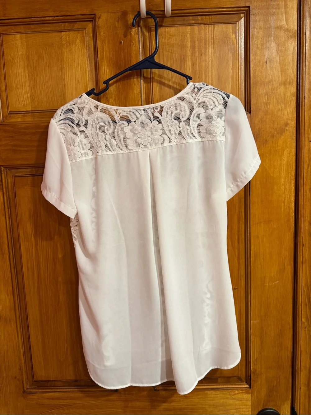 Van Heusen Cream Lace Front Short-Sleeve Blouse